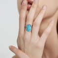 thumbnail image 3 of NUNCAD Turquoise Blue Ring Oval Shape Handmade Ring 925 Sterling Silver Statement Boho Ring Gift For Women, 3 of 5