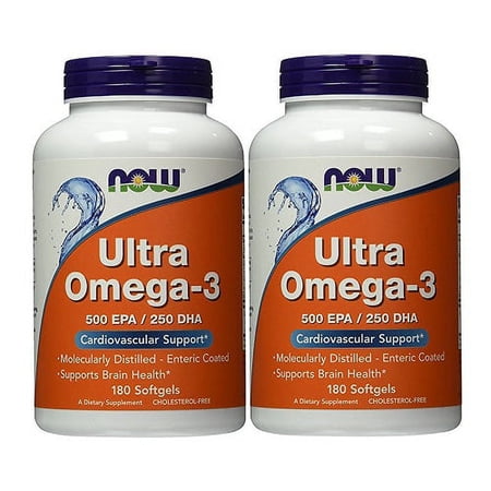 Now Foods - Ultra Omega 3 (500 EPA / 250 DHA) 180 Softgels (Pack of 2)
