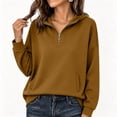 thumbnail image 7 of Lcziwo Quarter Zip Sweatshirt for Women Long Sleeve Oversized Casual Hoodies Y2K Fall Winter Fashion Pullover with Pockets Coffee,L, 7 of 7