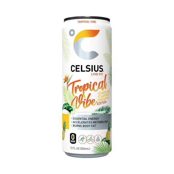 CELSIUS SparklingTropical Vibe Functional Energy Drink - 12 fl oz Can