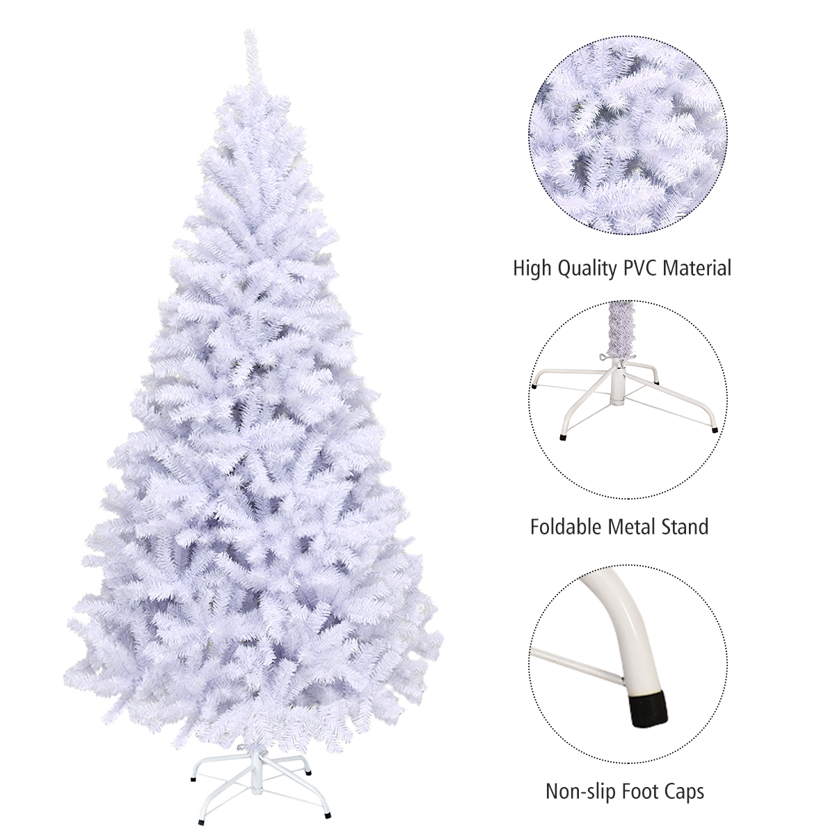 Costway 6Ft Hinged Artificial Christmas Tree Pine Tree 1000 Tips Metal - image 10 of 10