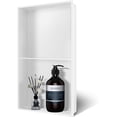 thumbnail image 1 of Bathfinesse Niche de Douche Encastrée Double 9 Pouces x 25 Pouces, Style Moderne, 2 Tablettes, Acier Inoxydable, Murale, Aucun Carreau Requis, 1 of 6