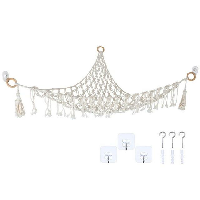 Toy Storage Hammock Stuffed Dolls Bedding Organizer Rope Wall-Mounted (B)