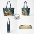 thumbnail image 4 of XYZCANDO Christmas Santa Print Quilted Large Handle Handbag, Lightweight Durable Shoulder Tote for Holiday Shopping Travel Festive Gifts for Women, 4 of 7