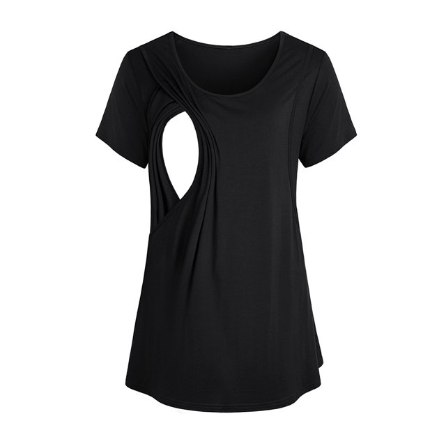 Pntutb moda sólida manga corta lactancia mujer embarazada blusa de maternidad Pntutb Pntutb-7954