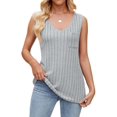thumbnail image 2 of Camisetas Sin Mangas de Verano para Mujer, Camisetas Sin Mangas, Cuello en V, Ropa Informal Holgada, Conjuntos. Gris XL, 2 of 10