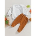 thumbnail image 4 of Baby Boys Pants Set 6M 12M 18M 24M 3Y Long Sleeve Crew Neck Letters Print Sweatshirt with Elastic Waist Sweatpants Halloween Clothes, 4 of 9