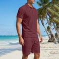 thumbnail image 6 of SOOMLON Mens Beach Outfits Sets Big and Tall Short Sleeve Collared Shirts Drawstring Shorts Lightweight Two Piece Sets, 6 of 8