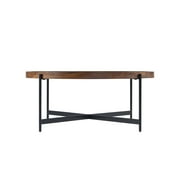 Alaterre Furniture Brookline Industrial Round Metal Coffee Table, Medium Chestnut/Black