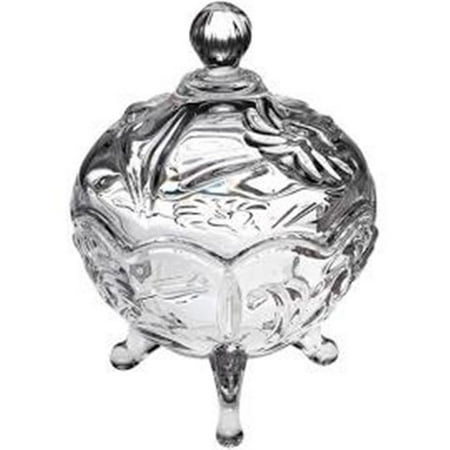 Round Candy Box - Liliana Round Footed Crystal Candy Nut Trinket Box Container Holder with Lid