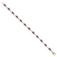 thumbnail image 3 of Gem Stone King 18K Yellow Gold Plated Silver Purple Amethyst and White Moissanite Tennis Bracelet for Women (6.31 Cttw, Gemstone Birthstone, Oval 6X4MM, 7 inch), 3 of 5