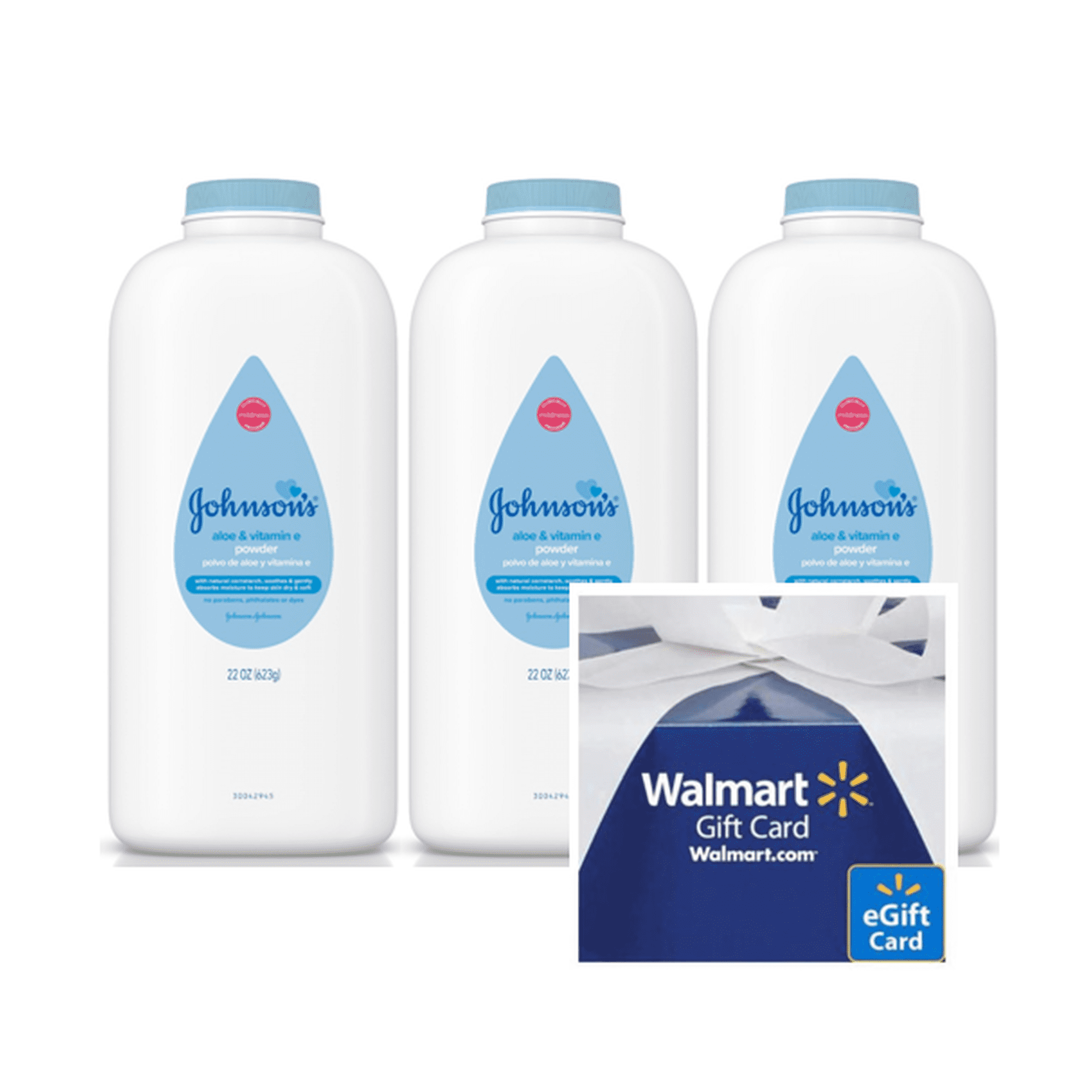 FREE $5 Gift Card when you buy 3 Johnson's Baby Powder with Aloe Vera & Vitamin E
