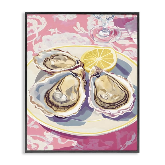 Stupell Industries Coastal Plated Oysters & Lemons Black Framed Giclee Art, 11 x 14, by The Prints Vibe
