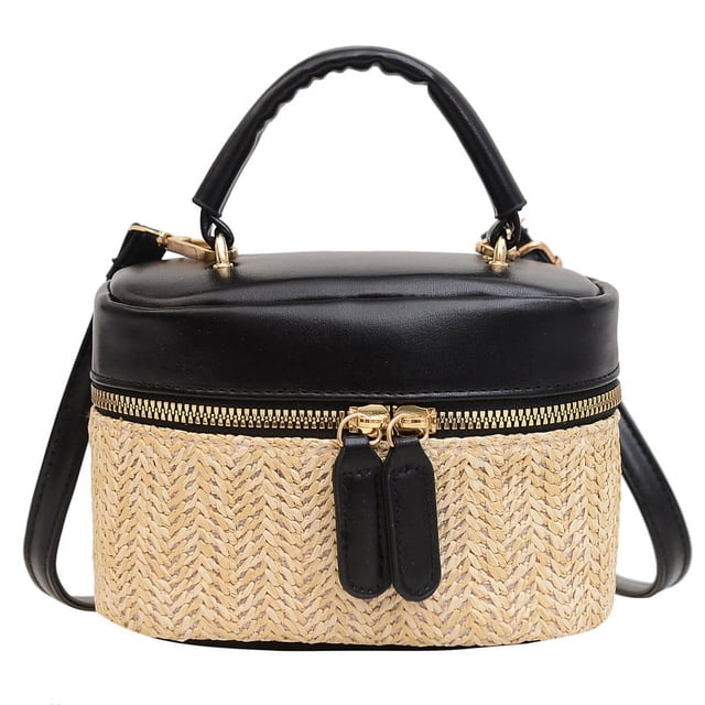 Bolsa Mujer Moda Mujer Playa Bolsas tejidas Caja Bolso de viaje Negro