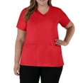 thumbnail image 5 of Fabrcox Black Scrub Women Tops M-5xl Slim Fit Short Sleeve V Neck Nurse Scrubs Tops with Pockets Fall Spring Working Uniform Red 2XL, 5 of 5