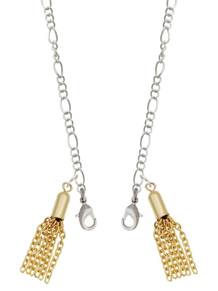 Goldtone Small Tassel Silvertone Face Mask Necklace