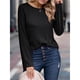 thumbnail image 5 of Camisetas de Larga para Mujer, Ropa de Moda de Otoño, Tops Modernos, Camiseta Básica de Punto con Cuello Redondo Negro S, 5 of 9