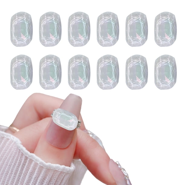 12 piezas de diamantes de imitación para uñas, diamantes de imitación de cristal blanco, piedras de gemas de vidrio con parte posterior plana, para uñas, manualidades, ropa, zapatos, joyería