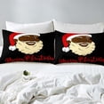 thumbnail image 4 of LUVIVIHOME 3PCS African American Santa Claus Christmas Duvet Cover Queen Bedding Set, Boys Girls Kids Bedding, Funny Winking Black Santa Holiday Xmas Gifts Black Comforter Quilt Cover, 2 Pillow Shams, 4 of 7