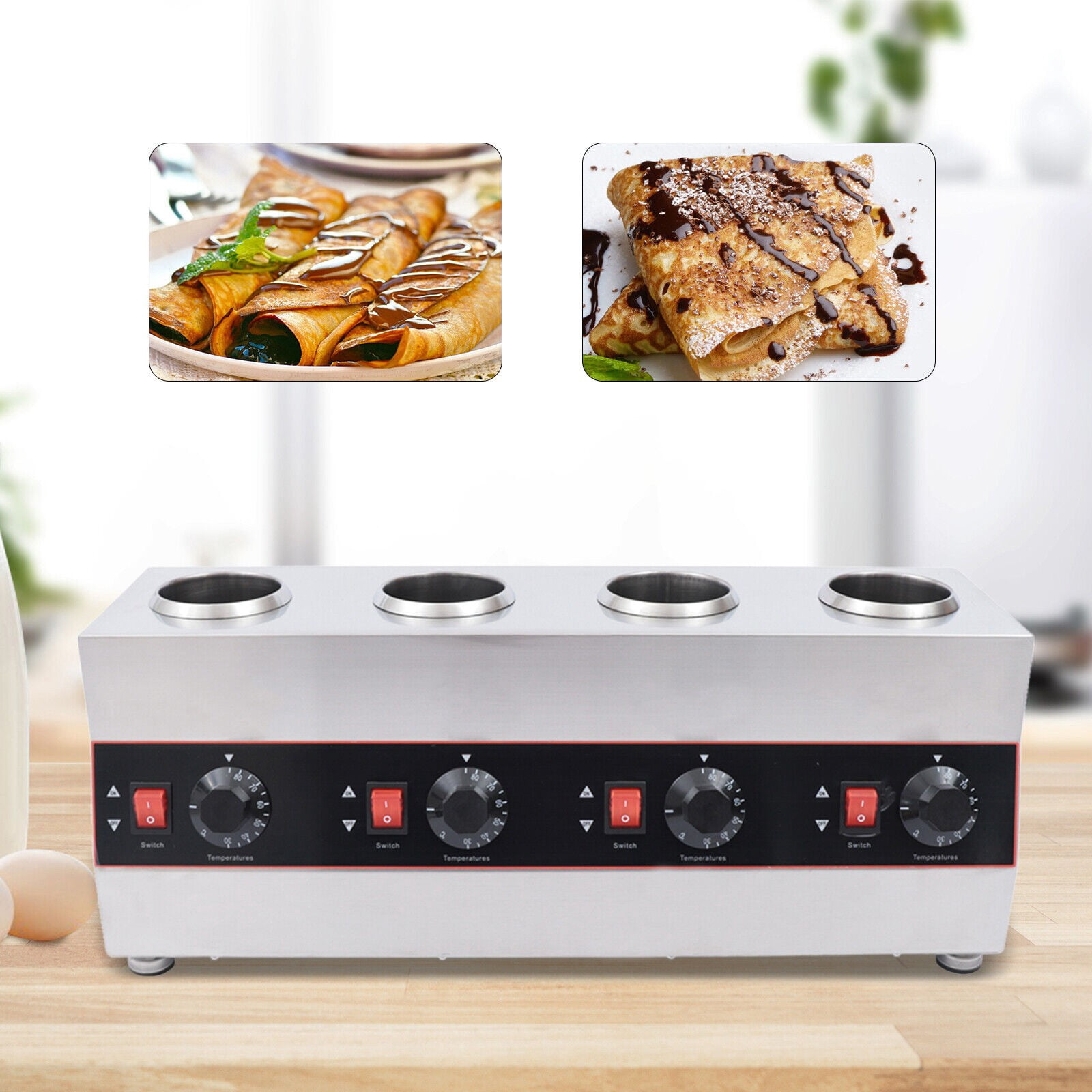 Electric Sauce Warmer, 4-Head Sauce Pump Warmer, 110V, Independent Temperature Control, for Home, Party, Cafe