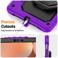 thumbnail image 7 of Case for Samsung Galaxy Tab S10 Lite/S10 FE/S9 FE/S9, 360 Rotating Stand Handle Shoulder Strap Heavy Duty Shockproof Cover, Purple, 7 of 7