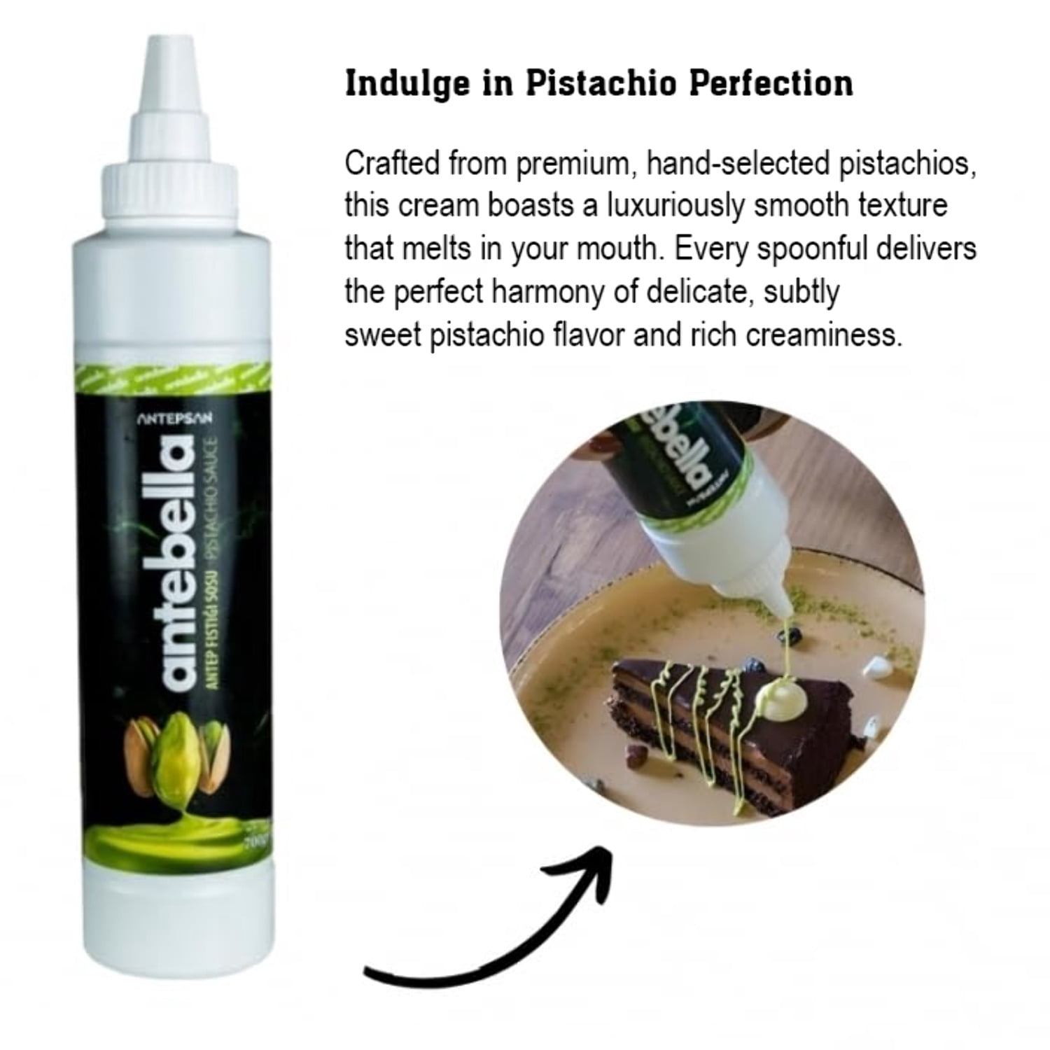 Antebella Pistachio Nut Butter Sauce, 11% Pistachio, Sauce for Bread, Kunafah, Dubai Chocolate Bars, No Palm Oil, 700gr/25oz