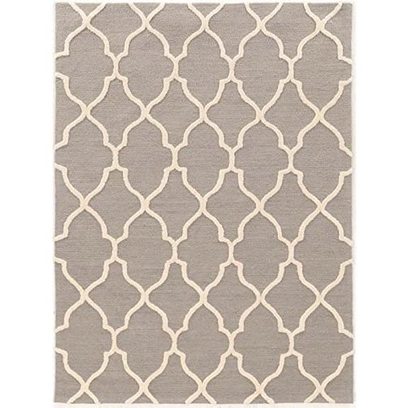 Riverbay Furniture 5' x 7' Geo Hand Tufted Rug in Gray and Cream