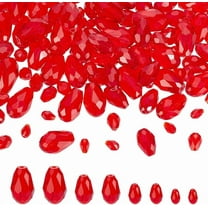Red 200Pcs 4 Styles Red Faceted Glass Beads Vertical Hole Teardrop Shape Beads Glass Rhinestones Beads for DIY Project Earring Necklaces Bracelets Jewelry Making
