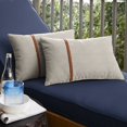 thumbnail image 3 of Sunbrella  Cast Silver with Rust Piping Detail Indoor/Outdoor Lumbar Pillow (Set of 2) 12 in h x 24 in w, 3 of 5