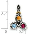 thumbnail image 5 of 14K/Silver Two-Tone Sterling Silver & 14K Three-Stone And Diamond Mother's Pendant Semi-Mount (13 X 13) Made In Thailand qmpd28/3, 5 of 5