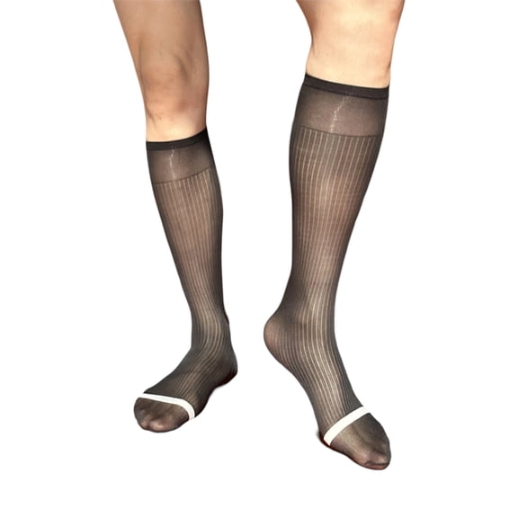 URTERYSER Men's Knee Length Dress Socks with Classical Design Nylon Stockings for Formal Occasion and Business Meetings Color A