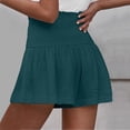 thumbnail image 3 of Linen Skorts for Women Smocked Elastic High Waisted Ruffle Skorts Wide Leg Boho Skirts, XL, 3 of 7