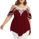 thumbnail image 2 of Puntoco Fashion - Camiseta con cuello en V para mujer, talla grande, con apliques de encaje, hombros descubiertos Puntoco Puntoco-8948, 2 of 6