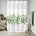 thumbnail image 6 of No Hook Shower Curtain, Sage Green Eucalyptus Leaves Shower Curtains for Bathroom with See Through Top Window, Spring Summer Botanical Floral Waterproof & Washable Bath Curtain 60"x72", 6 of 9