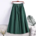 thumbnail image 5 of Falda de línea A de longitud media sencilla con bolsillos abotonados artísticos de gran tamaño de color sólido de otoño 2024 a la moda para mujeres, 5 of 5