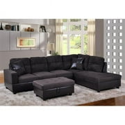 Lifestyle Furniture LF105B Avellino Right Hand Facing Sectional Sofa- Dark Chocolate - 35 x 103.5 x 74.5 in.