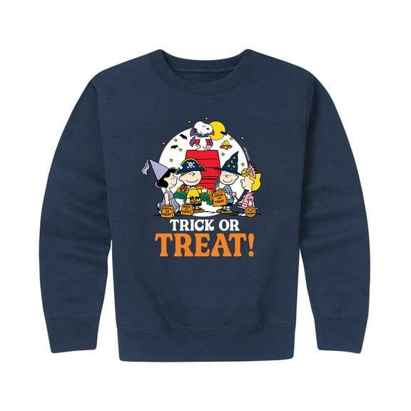 Peanuts - Trick Or Treat Moonlight - Toddler And Youth Crewneck Fleece Sweatshirt