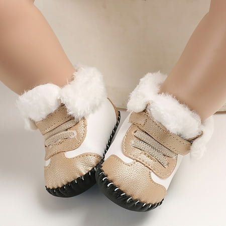 

Akiihool Baby Booties Toddler Boots Soft Anti-Slip Sole Warm Booties Slipper Sock (Gold 13ï¼3ï¼)