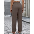 thumbnail image 2 of Cuteduck Women's Versatile Stretchy Waist Slacks for Women, Casual Straight Leg Pants with Slant Pockets S-2XL, 2 of 7