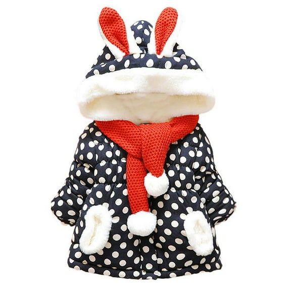 Huvoen Toddler Baby Girl Winter Outfit Sherpas Fleece Jacket Baby Infant Girls Winter Warm Hooded Coat Cloak Jacket Thick Warm Clothes with Bib Black 12-18 Months