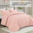 thumbnail image 3 of Exclusivo Mezcla 2-Piece Twin Size Quilt Set, Basket Quilted Bedspread/Coverlet/Bed Cover(68"x 88", Blush Pink), 3 of 7