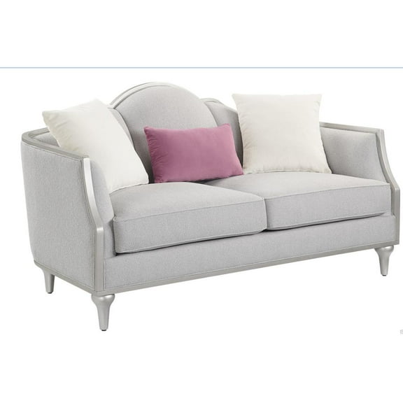 Acme Furniture Furniture Kasa Contemporary Fabric Loveseat with 3 Pillows in Beige