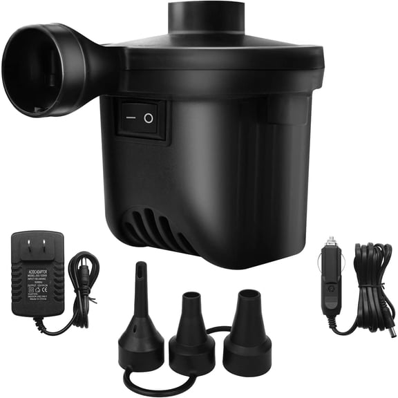 2 in 1 Electric Air Pump with 3 Air Nozzles DC12V/AC110V for Air Mattress, Sofa, Inflatable Mattress, Swimming Pool, Boat, Buoy