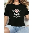 thumbnail image 1 of Camiseta de San Valentín con cuello redondo y manga corta para mujer, informal, de verano, con gráficos, letras de otoño, de algodón suave, para deportes de ocio., 1 of 6