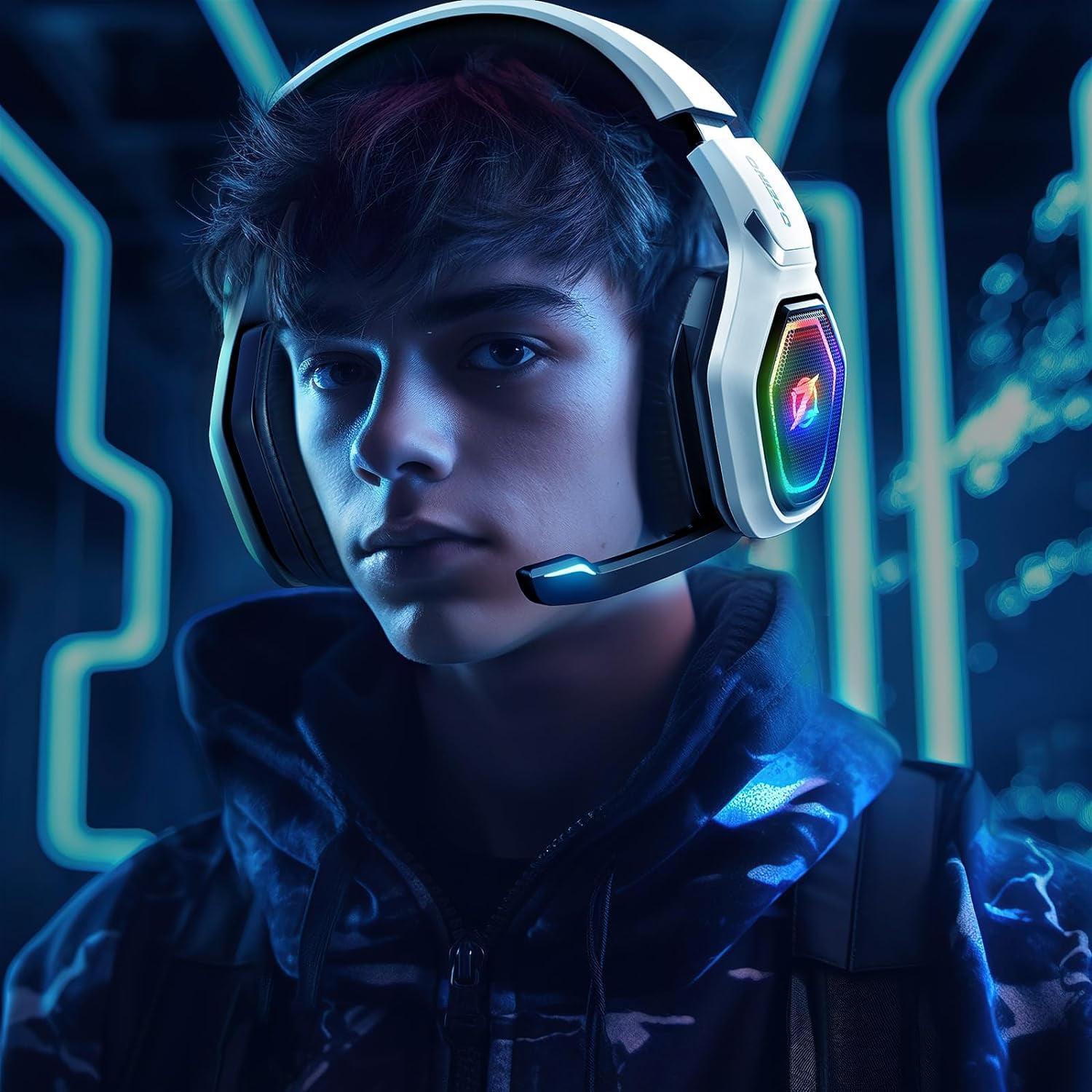 Wireless Gaming Headset 2.4GHz USB & Type-C Low Latency Gaming Headphones with Microphone for PC, PS5, PS4, Mobile, Switch