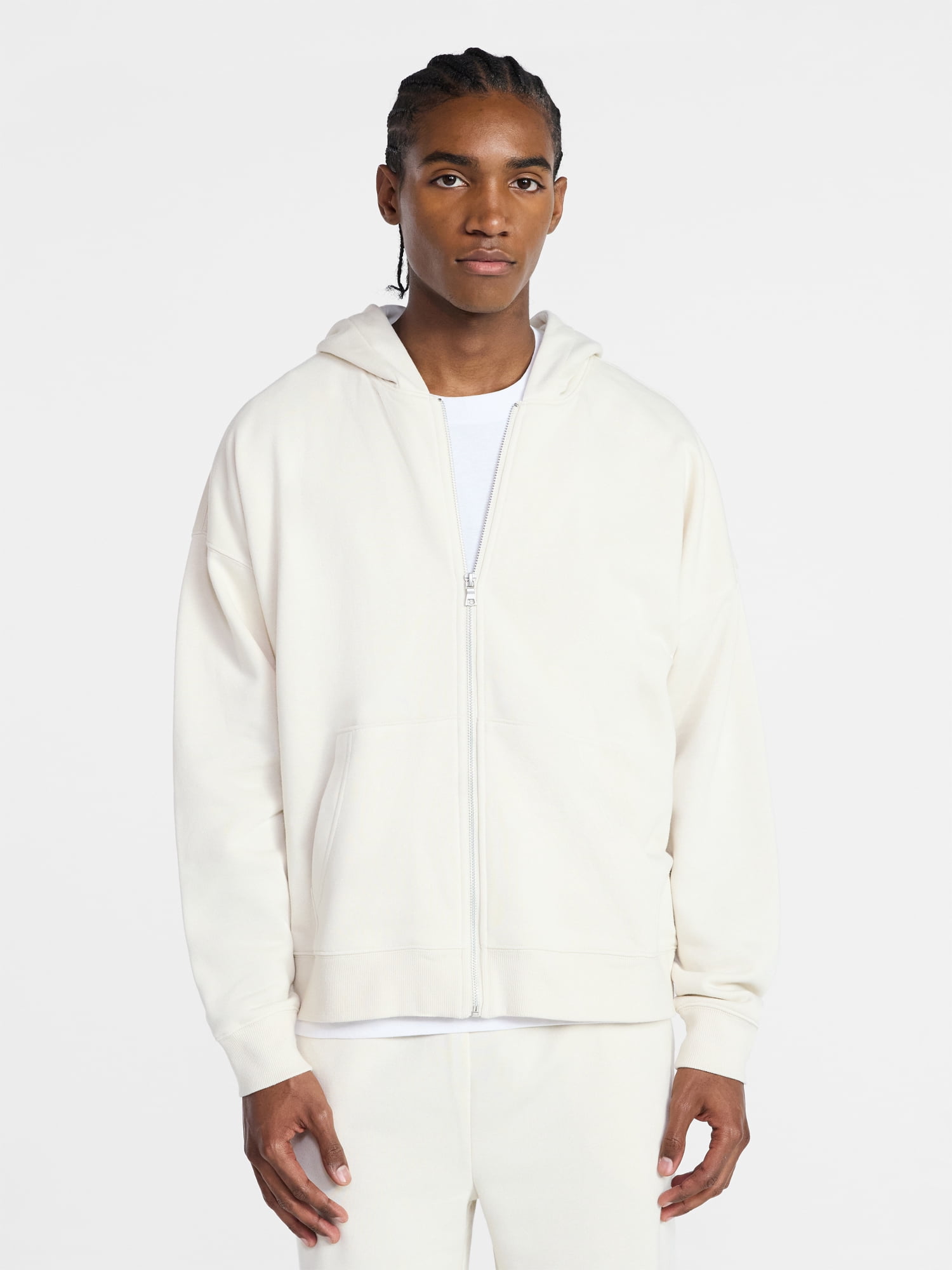 No Boundaries Zip Hoodie with Long Sleeves, Men's XS-4XLT