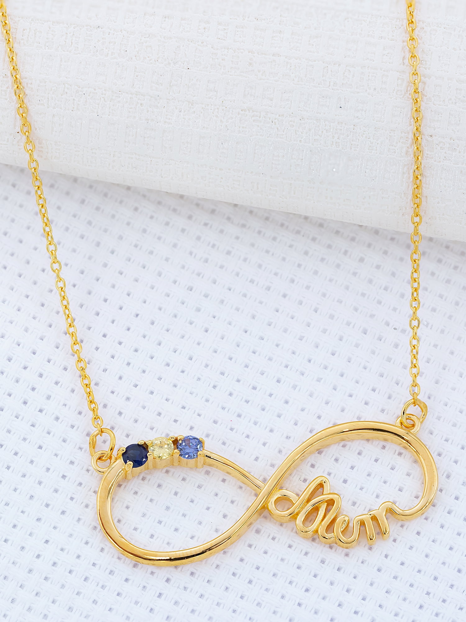 Infinity Necklace with Up to Three Birthstones