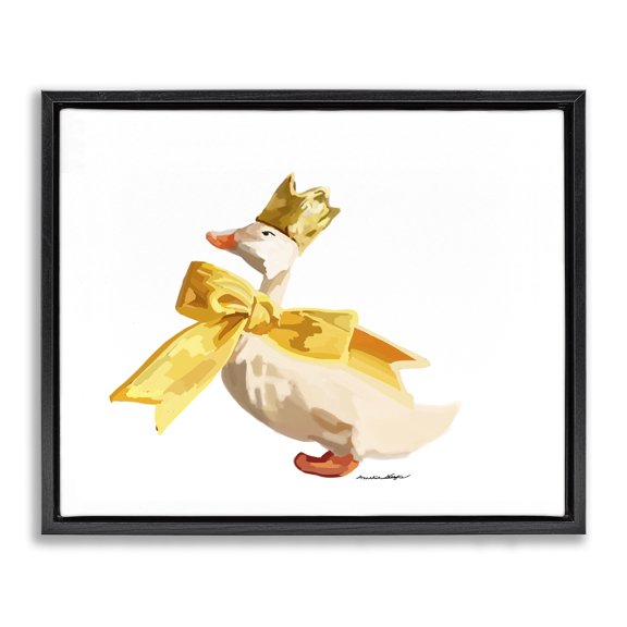 Stupell Industries Cottage Royal Duck with Bow Black Floating Frame Canvas Art, 21 x 17, by Amelia Noyes