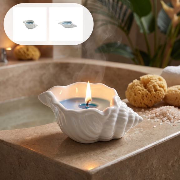 Ouuluon Elegant Versatile Seashell Scented Candle Holder, Ceramic Conch Vessel for Home Ambiance Qixi Festival Gift