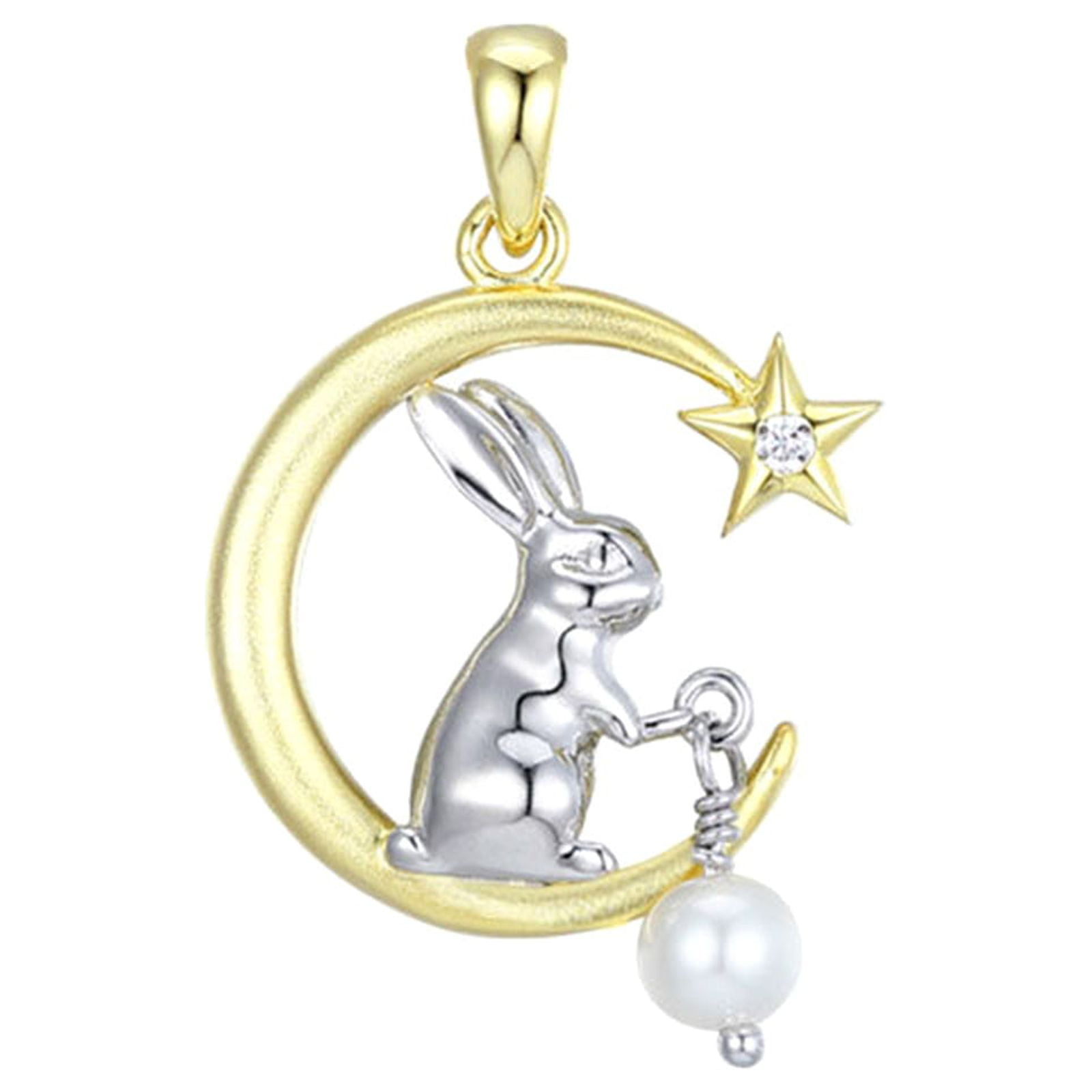  KESYOO 4pcs Necklace Bunny Gifts Bunny Decor Simple Necklace  Play Jewelry for Little Girls Age 3 Moon Ornament Girls Jewelry Ages 4-6  Small Necklace Rabbit on The Moon Necklace Blue Charm 